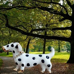 Black And White Enamel Dog Brooch